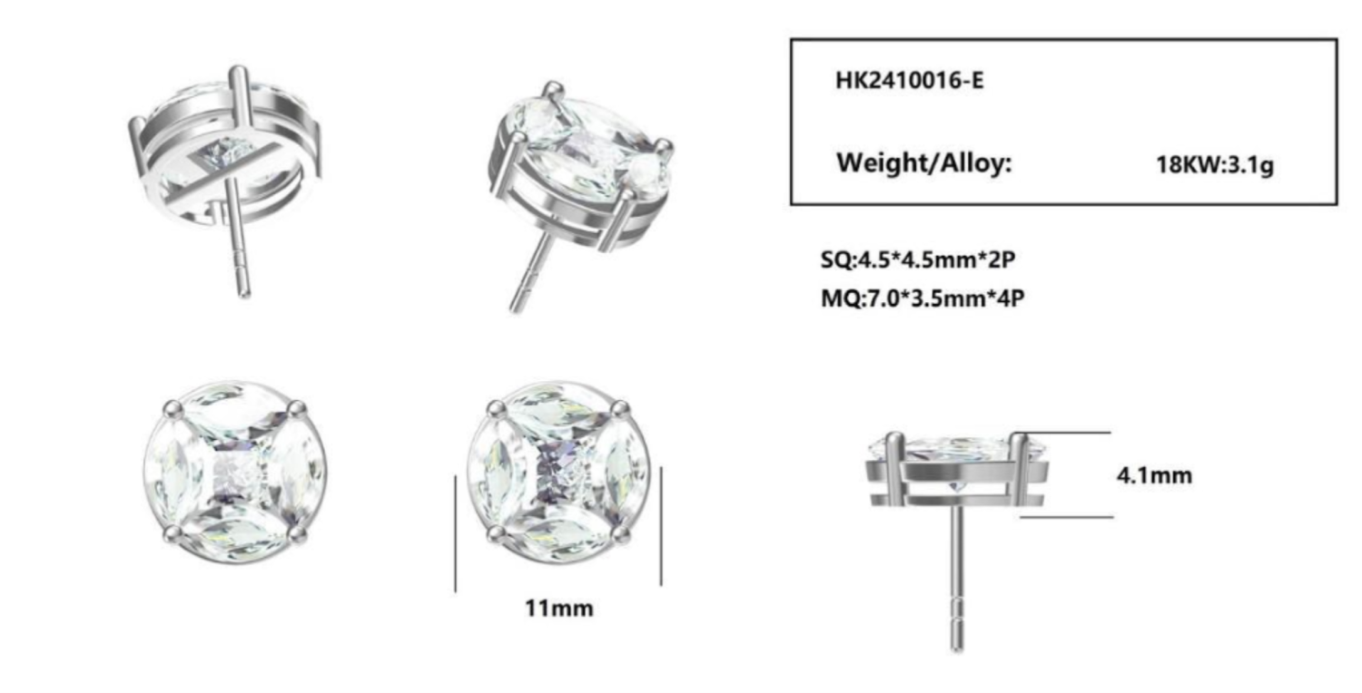 HK2410016-E(PK-175E-11mm) / Diamond Earrings