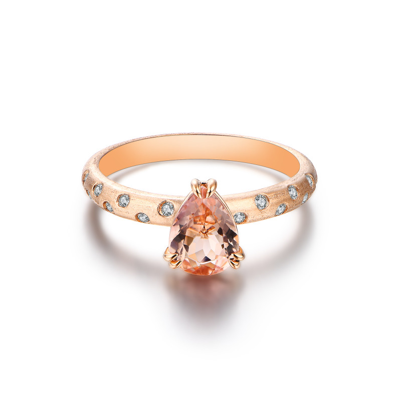 Morganite Sand Finish Diamond Ring / PK-124R/NCR