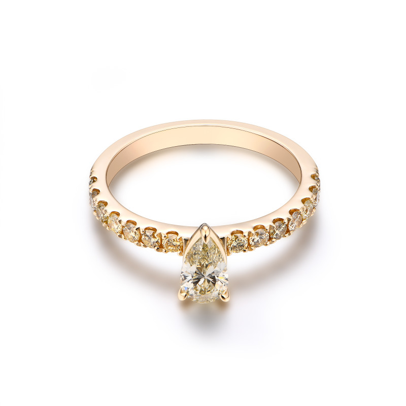 Light Pear Yellow Half Eternity Diamond Ring / PK-66R+1/TMR