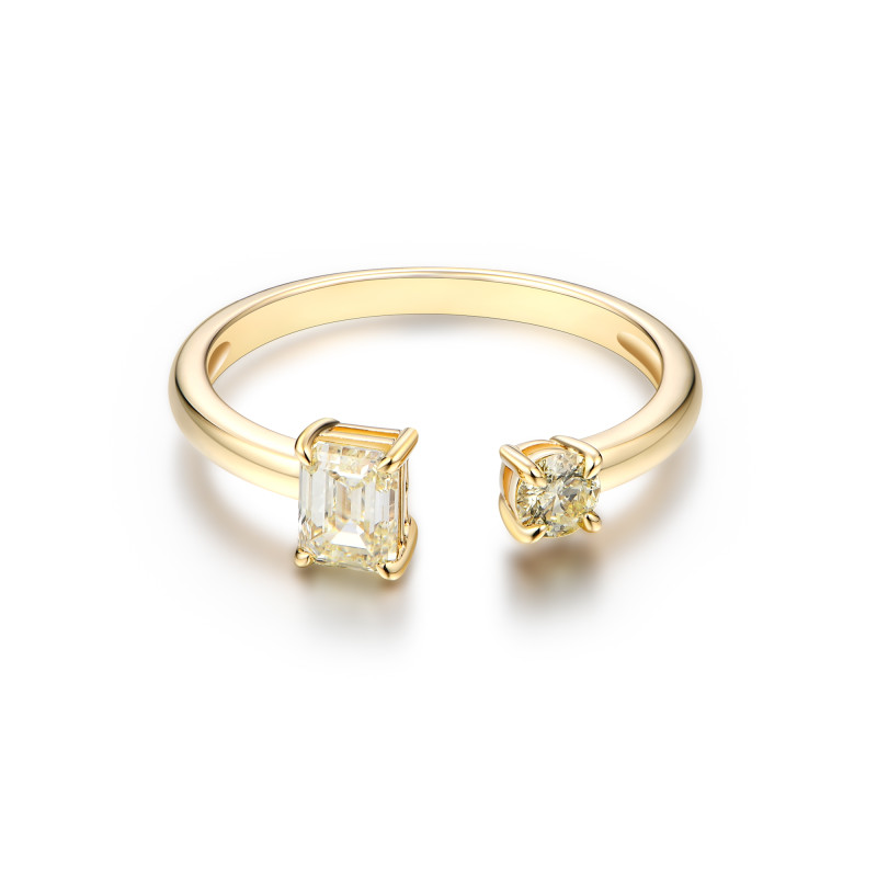 Multi Shape Light Yellow Open Diamond Ring / PK-34R+1/ASR