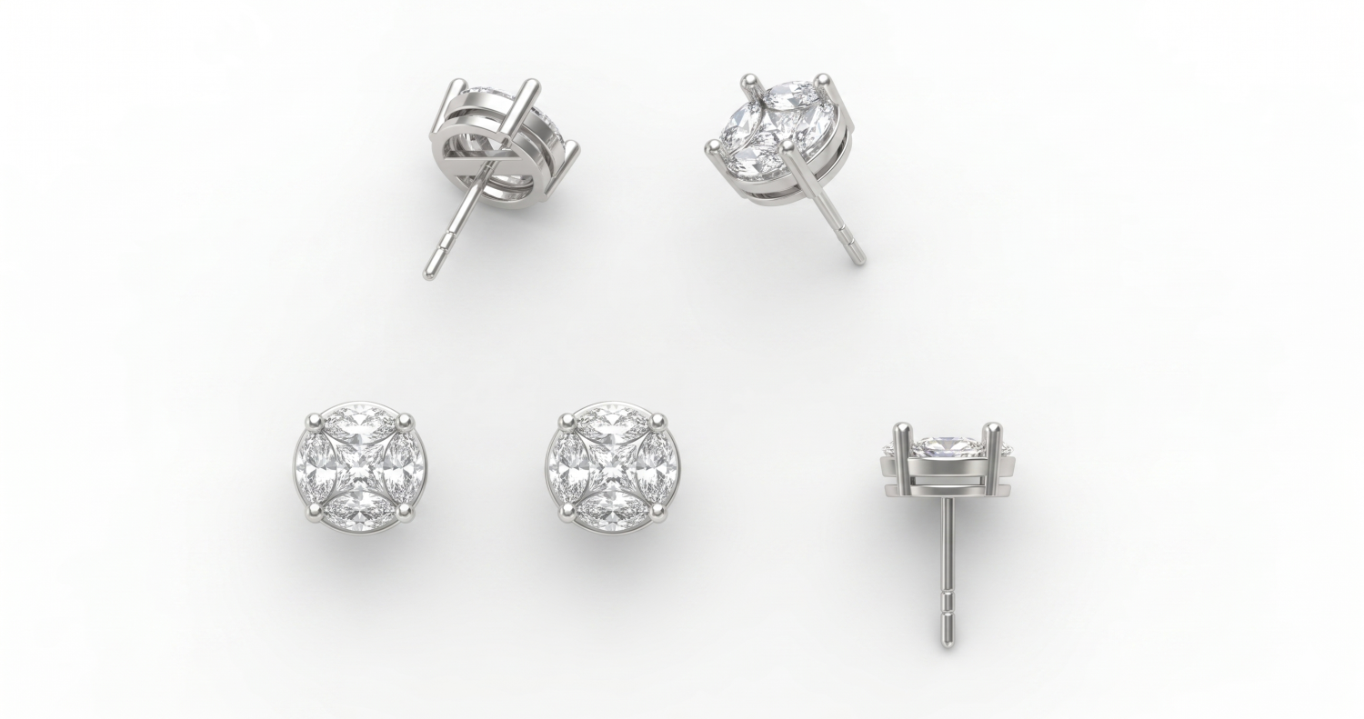 Round Illusion Earrings 8mm Face / HK2410016-E