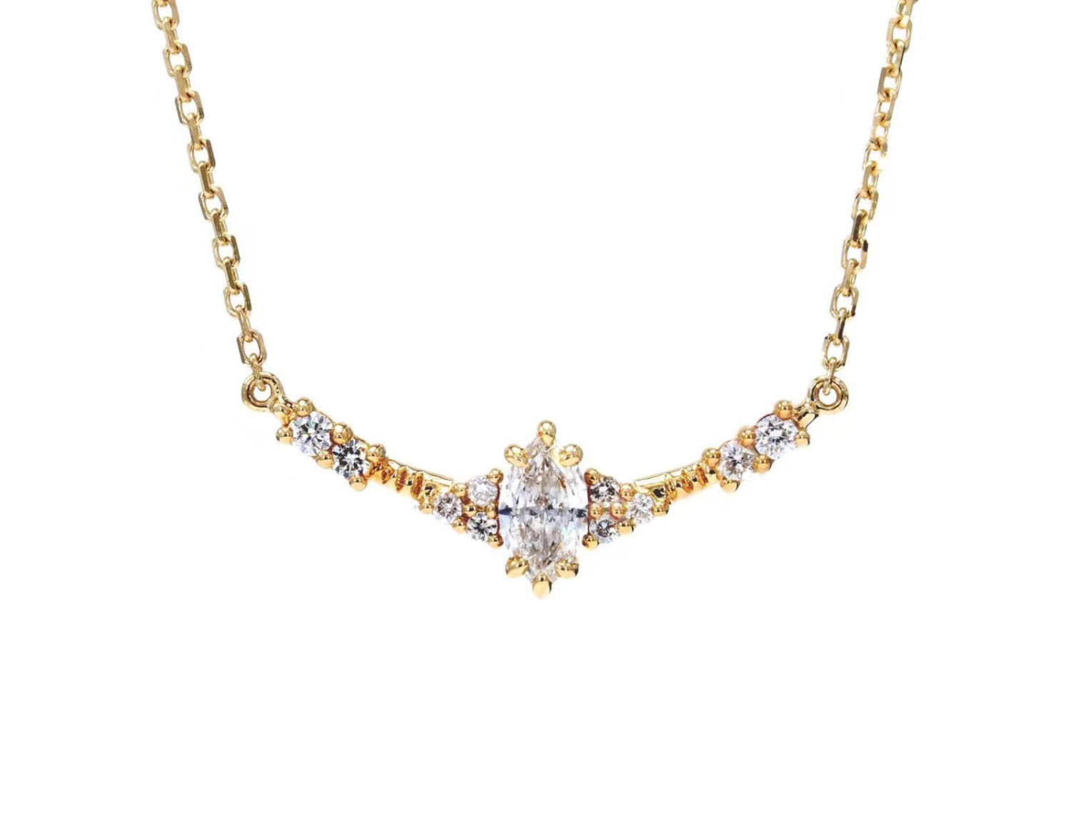 GIA Certified Marquise Diamond Pendant with Chain / PK-2P/MRRR