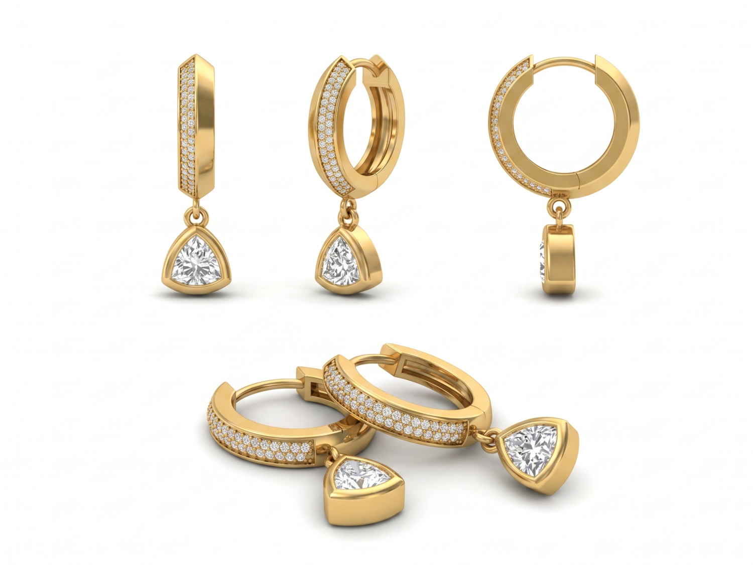 Hoop Trillion Diamond Earrings / MDG-E-1546