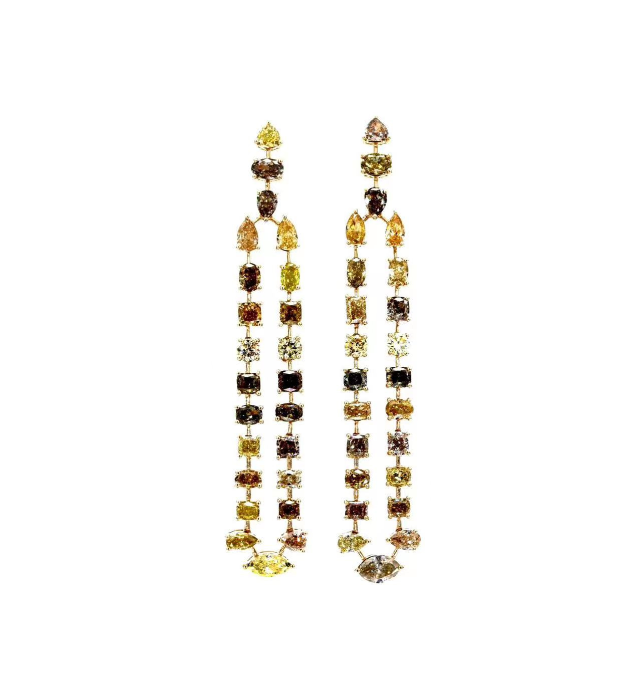 Multi Shape Natural Colour Diamond Earrings / PK-49E/EARR