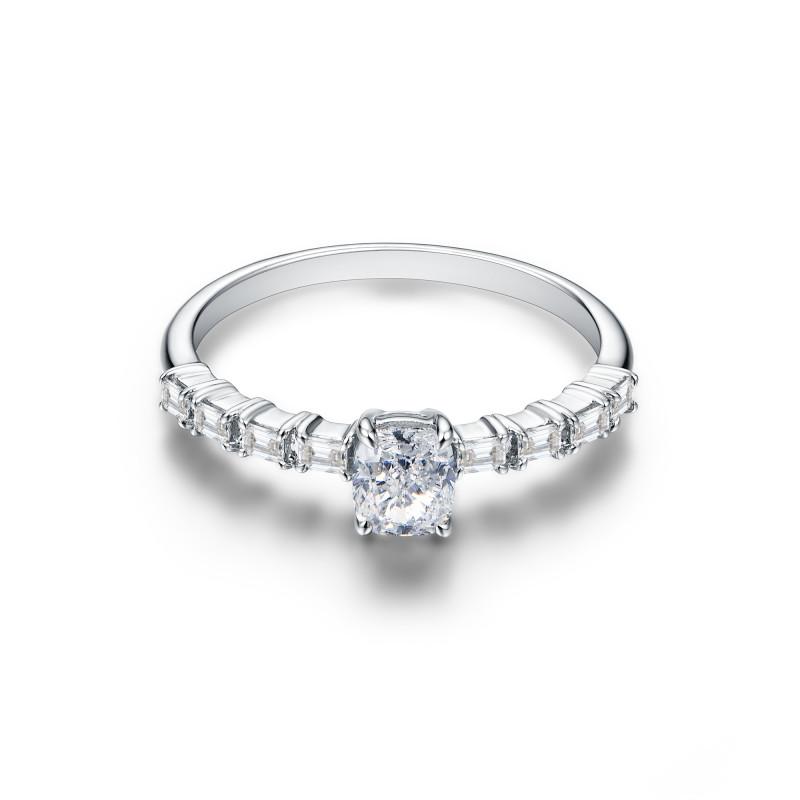 Cushion & Baguette Half Eternity Diamond Ring / PK-127R+3/SMR