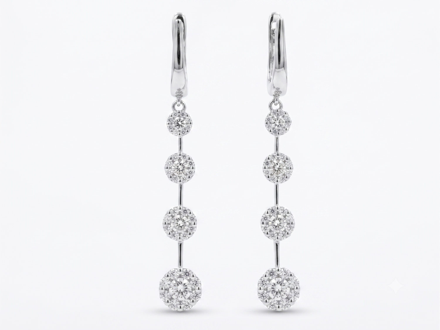 Three Stone Designer White Diamond Earrings / PK-24EO/MNHR