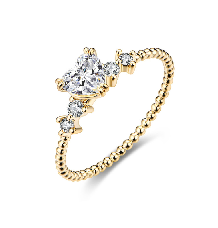 Heart Beaded Diamond Ring / PK-58R/STR