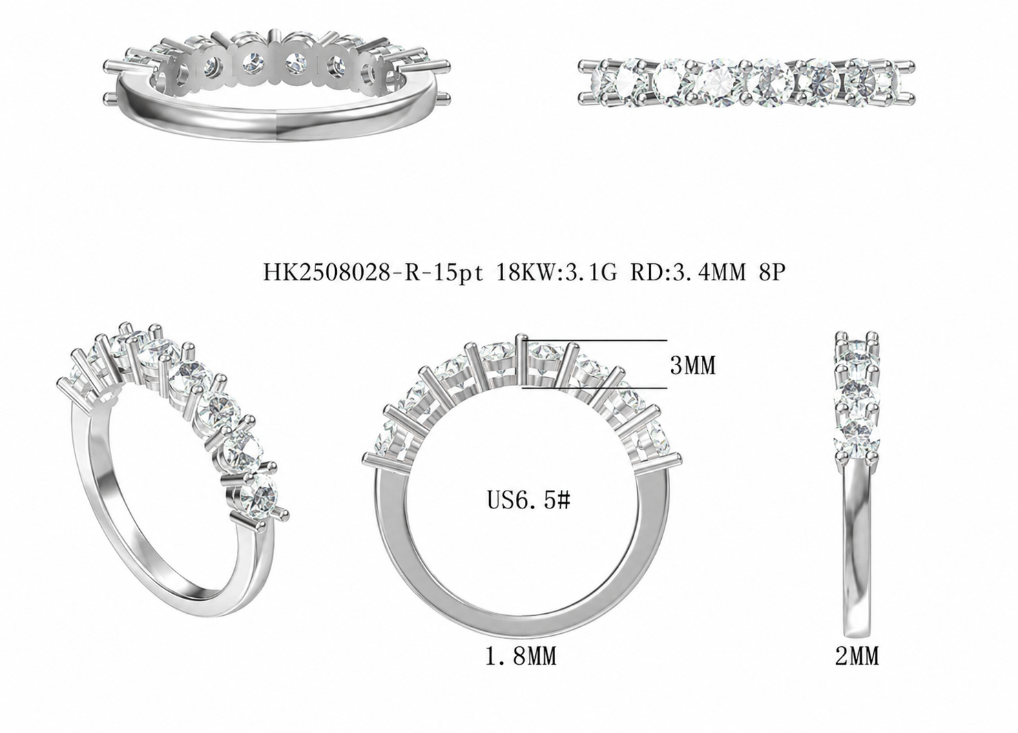 Half Eternity Ring / HK2508028-R-15PT