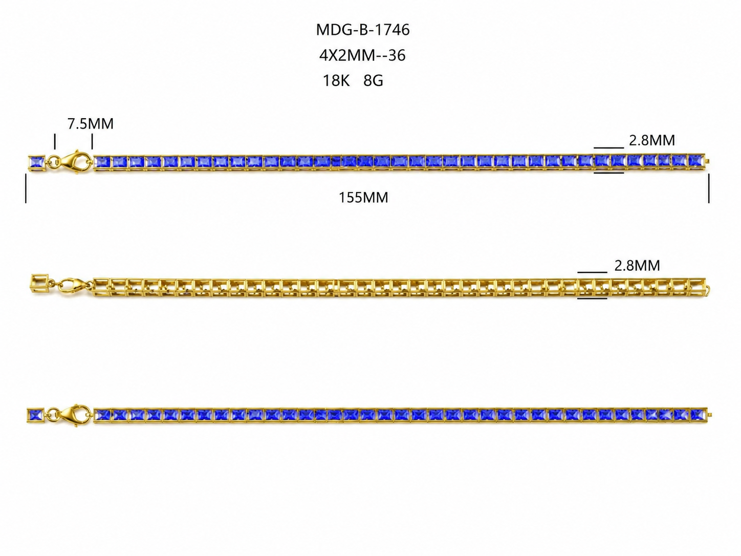 Diamond Bracelet / 2.8MM-MDG-B-1746