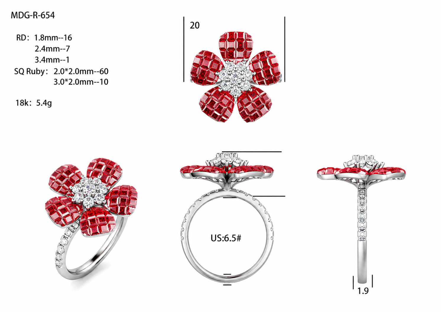 Diamond and Ruby Ring / MDG-R-654 (PK-392R)