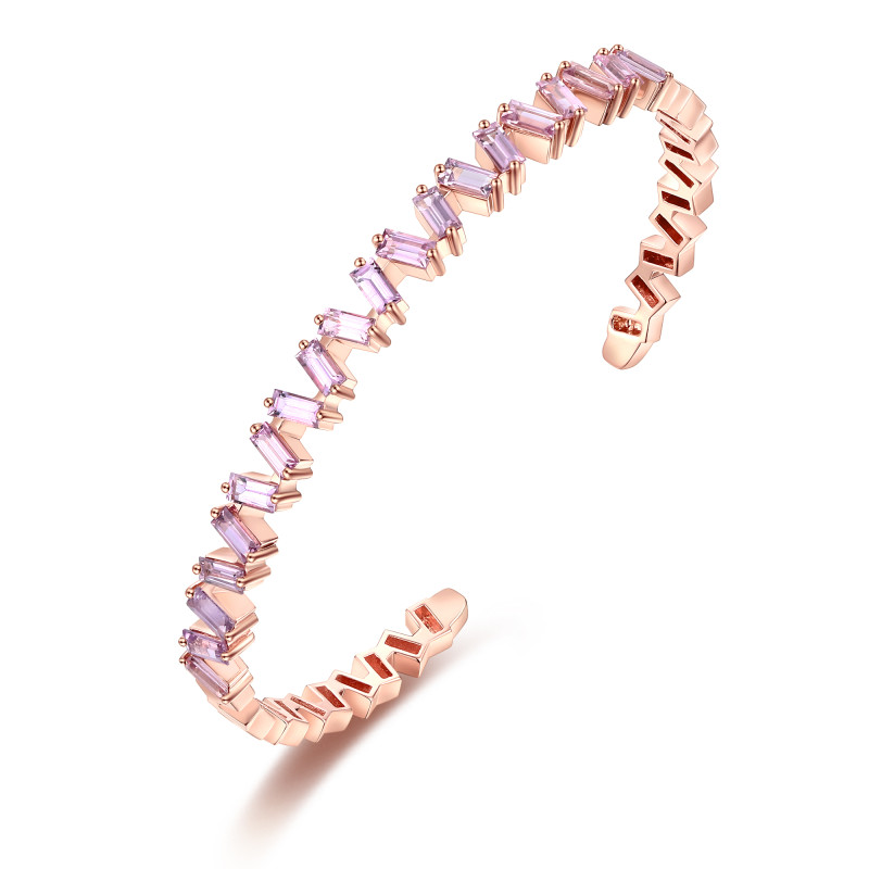 V Baguette Pink Sapphire Bangle / PK-22B+1/TNR
