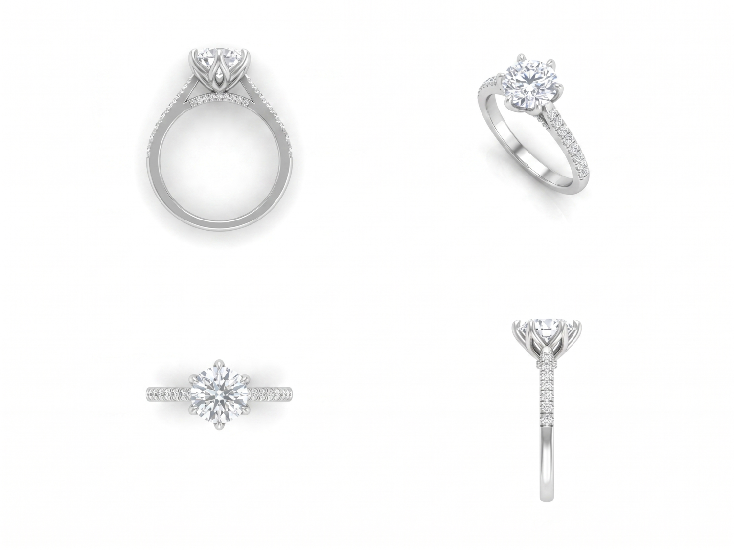 2ct Round Engagement Ring with Halo and Gallery / MDG-R-1491