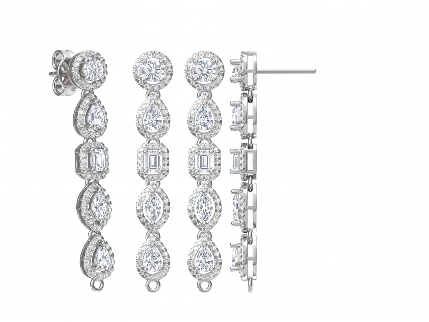Multi Shape Drop Earrings / HK2509032 E 1