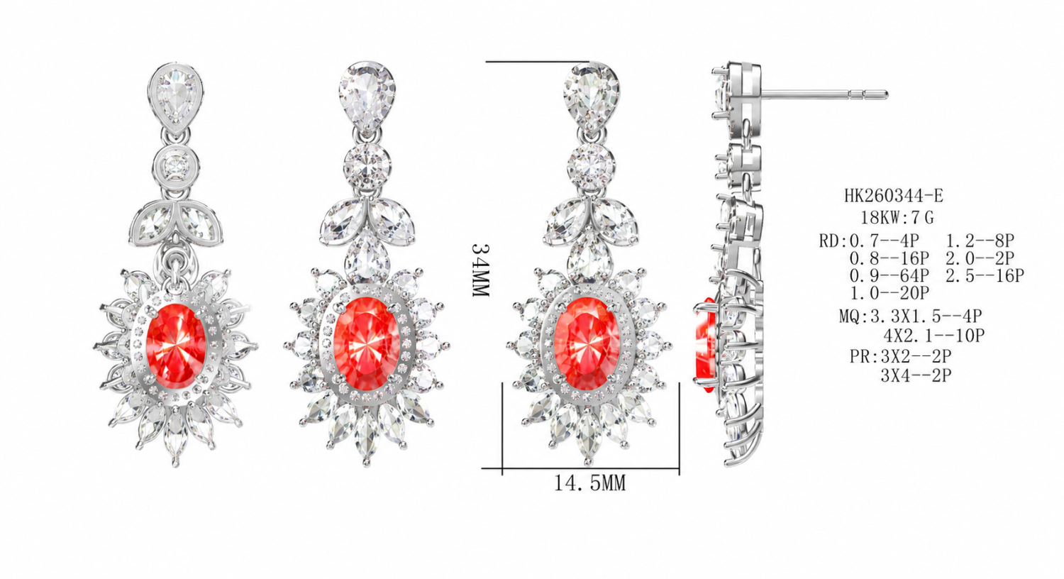 Gemstone Earrings / HK260344-E