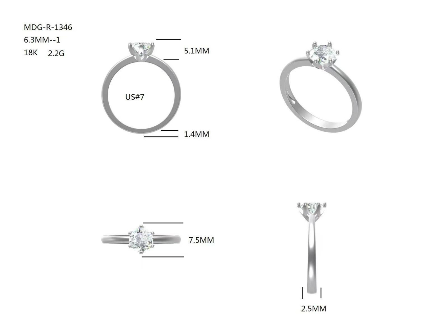 Classic Solitare Ring Round / MDG-R-1346