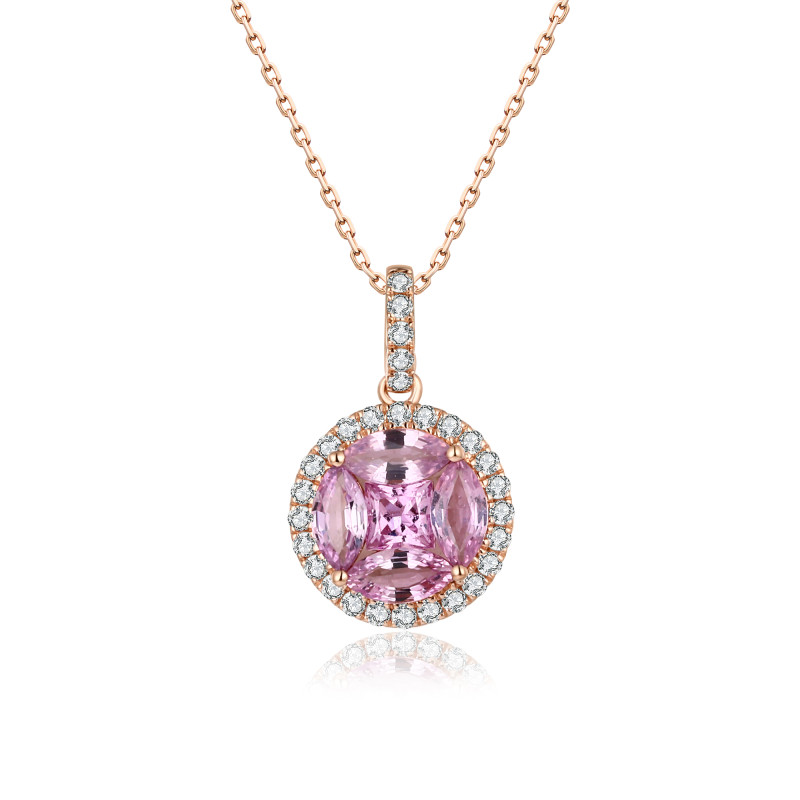 Pink Sapphire and Diamond Pendant / PK-58SP/HNR