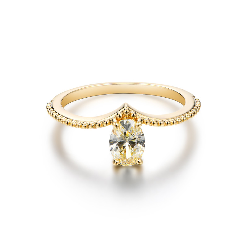 Oval Designer Light Yellow Diamond Ring / PK-96R+1/SNR