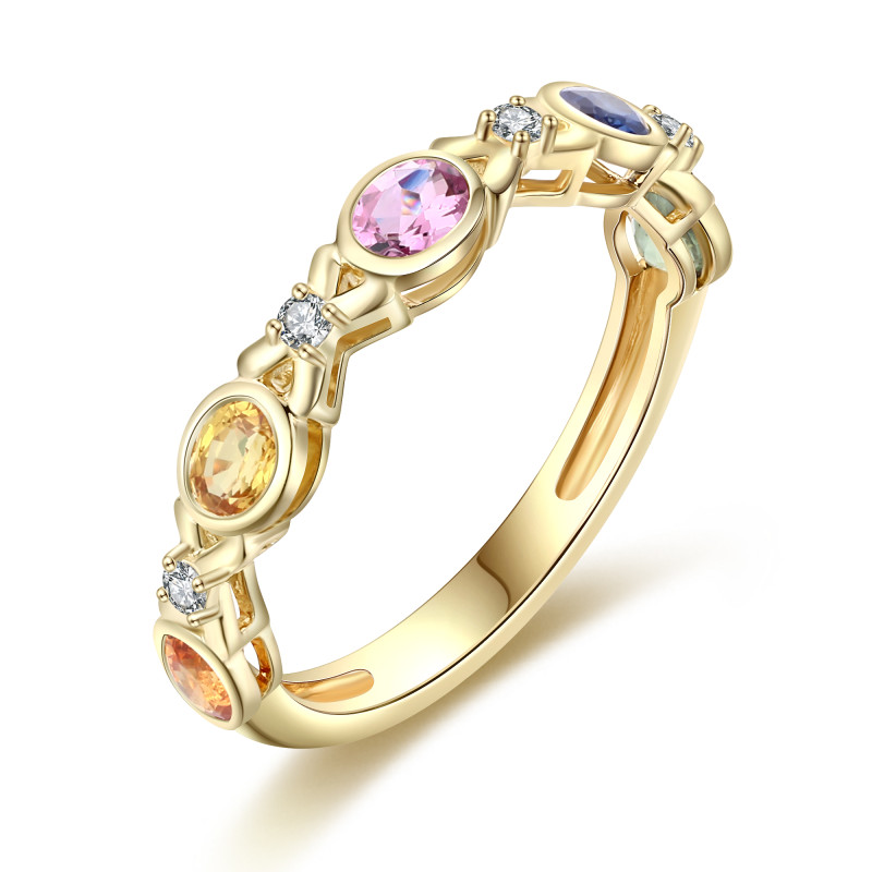 Oval Multi Sapphire and Diamond Ring / PK-15SR+1/NCR