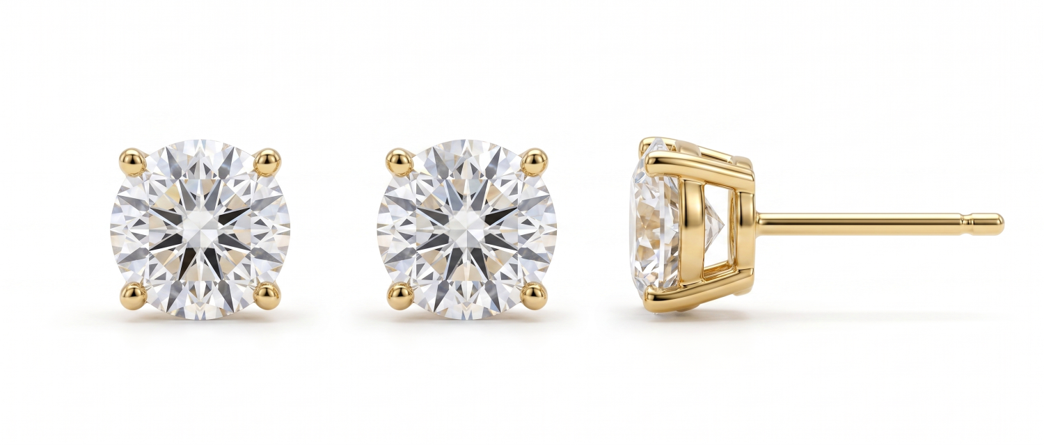 Earring Single Stone Stud 0.5CT RD / MDG-E-1487