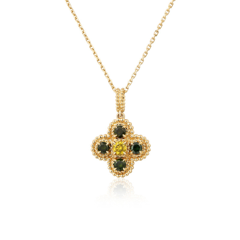 Beaded Multi Colour Diamond Pendant with Chain / PK-29P/CSR