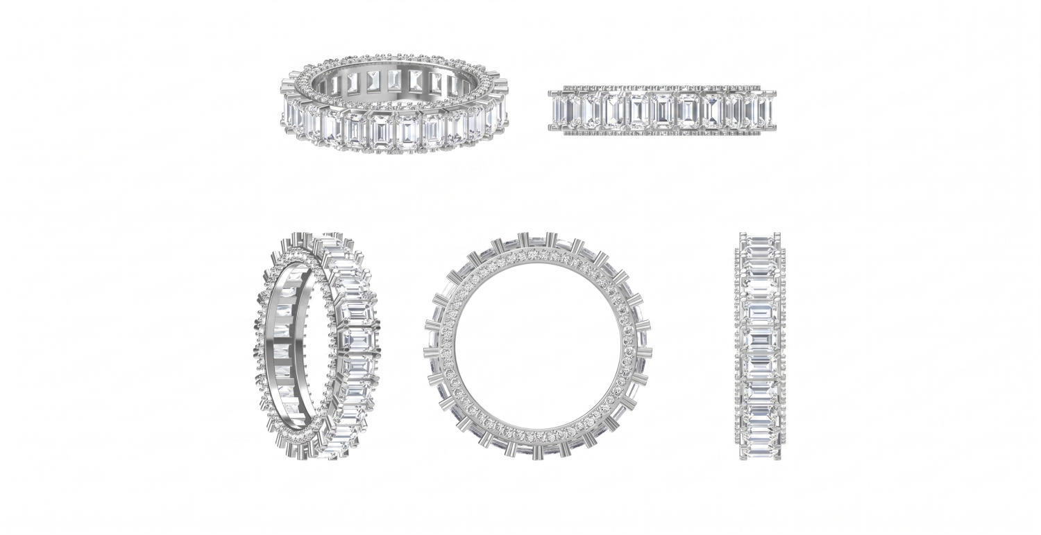 Emerald Cut Eternity Diamond Ring / HK250275-R