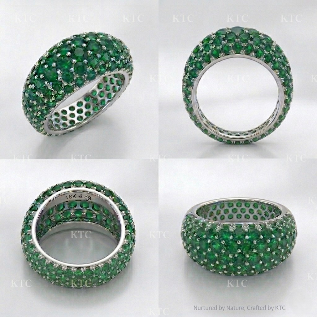 Emerald Pavé Gold Ring / HK250274-R