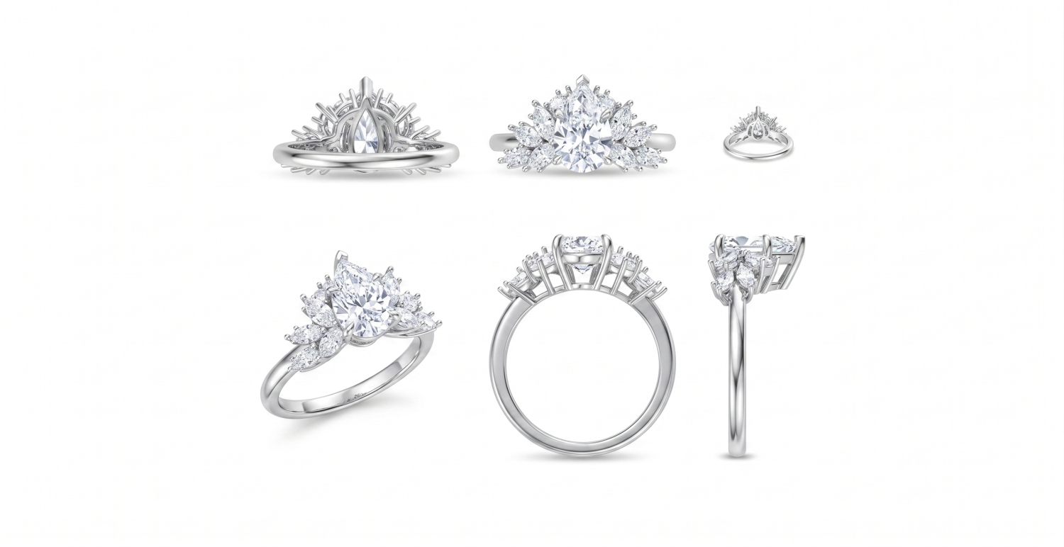 Cluster Ring Pear Shape /  HK250920-R