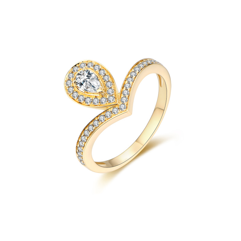 Halo Pear Half Eternity Diamond Ring / PK-44R/CER