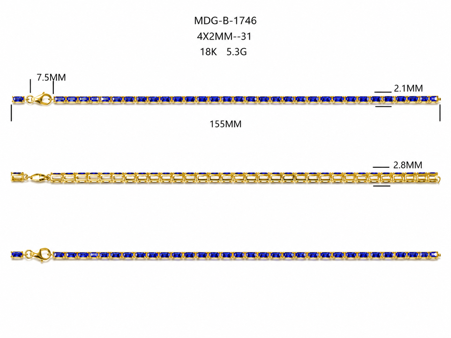 Diamond Bracelet / 2.1MM-MDG-B-1746