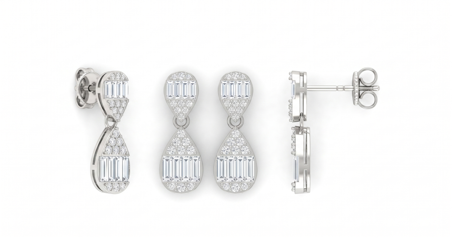 Drop Illusion Diamond Earrings / HK2508024-E