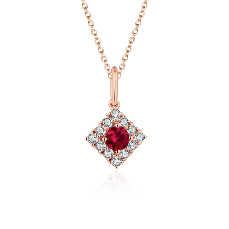 Ruby Box Pendant with Chain / PK-30P+1/HRR