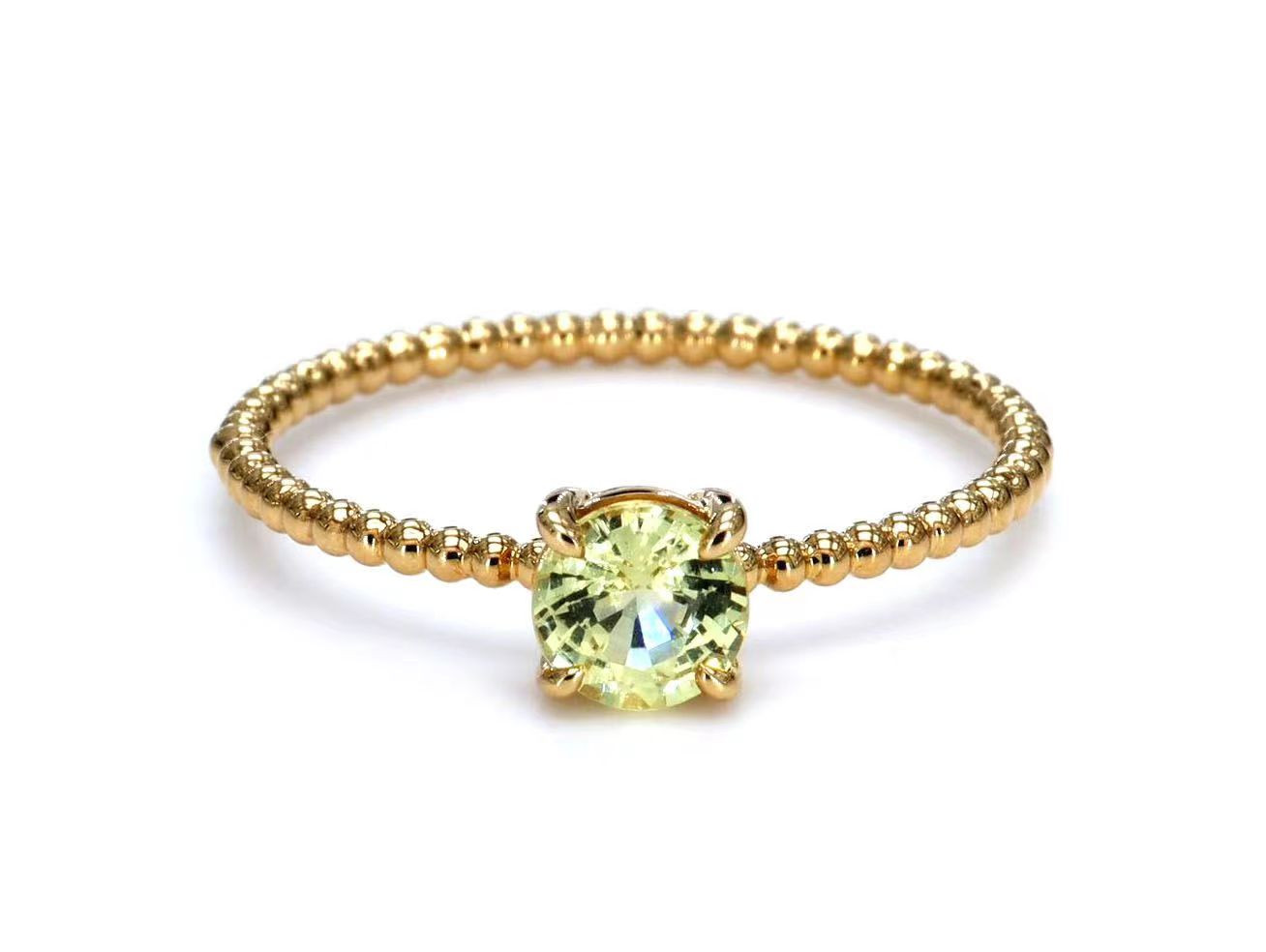 Green Sapphire Simple Beaded Ring / PK-13R+2/MCR