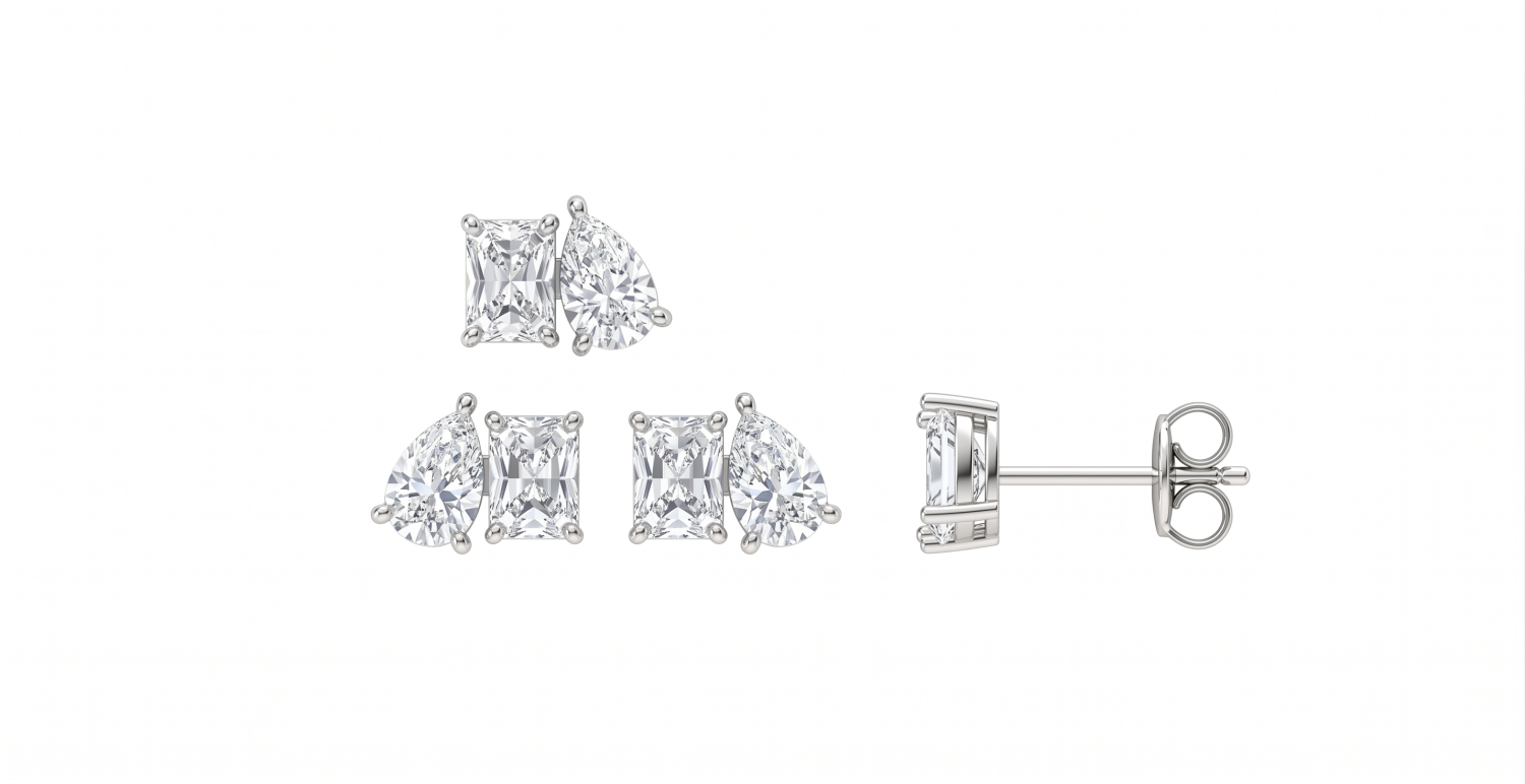 Multi Shape Solitaire Earrings / HK260117-E