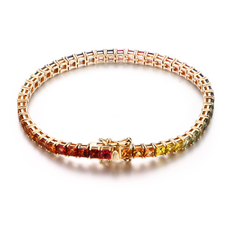 Rainbow Square Tennis Bracelet / PK-12B/MNAR