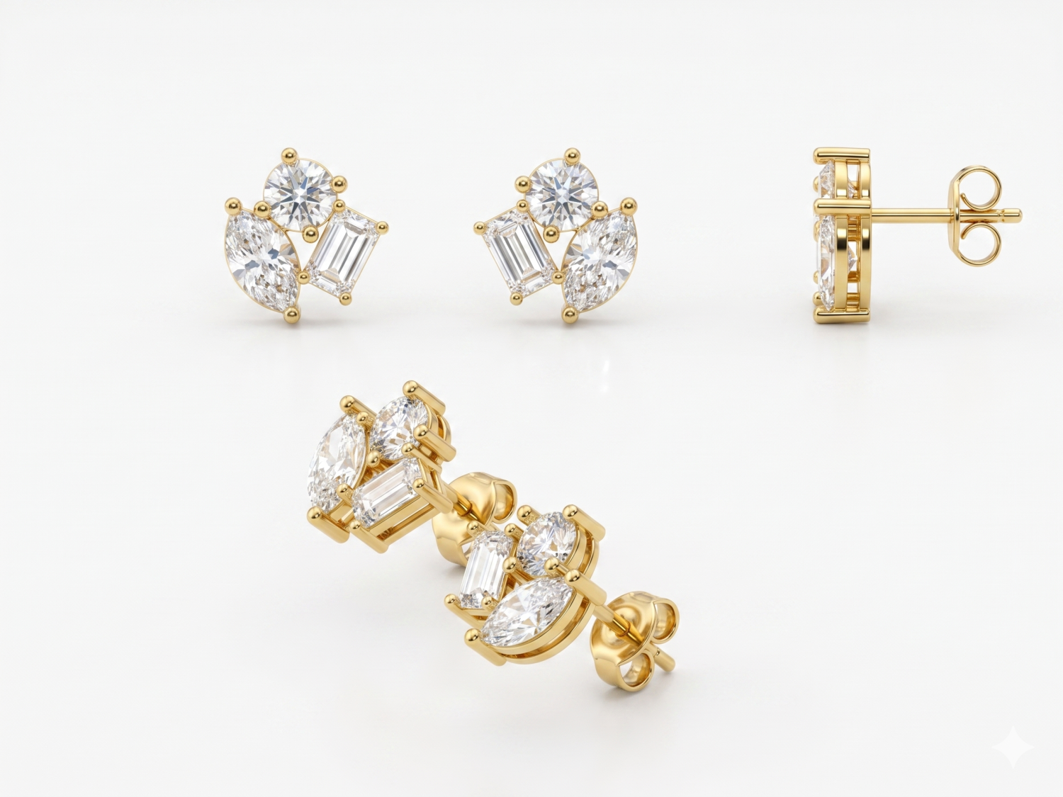 Diamond Cluster Stud Earrings / MDG-E-1242