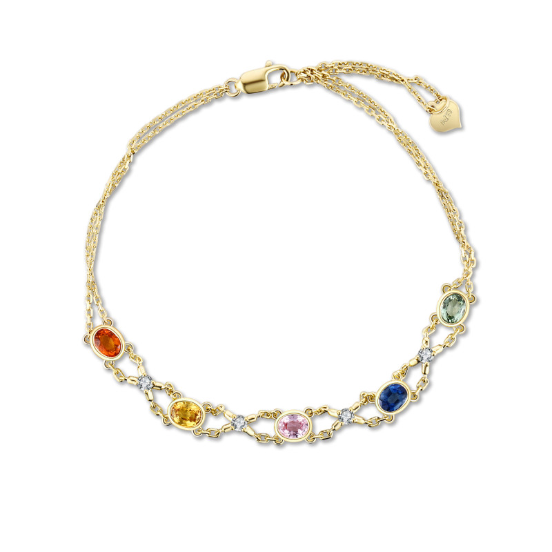 Oval Multi Sapphire and Diamond Bracelet / PK-15SB/HRR