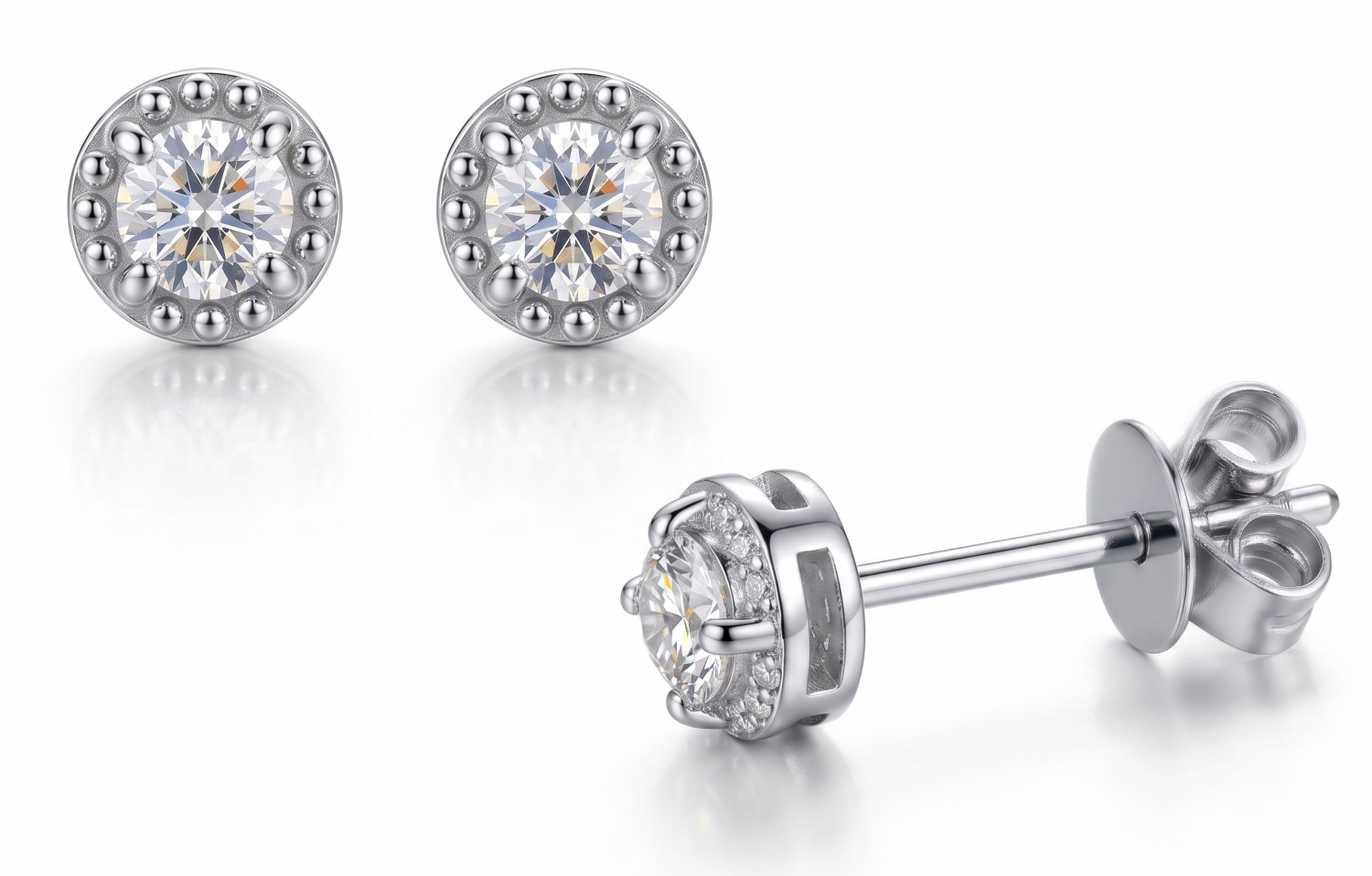 White Small Diamond Illusion Studs / PK-26E/MRR