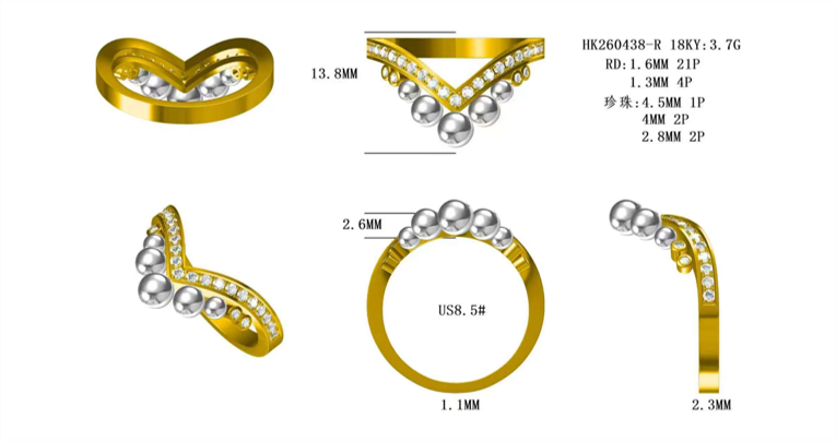 Diamond and Pearl Ring / HK260438-R(PK-369R)