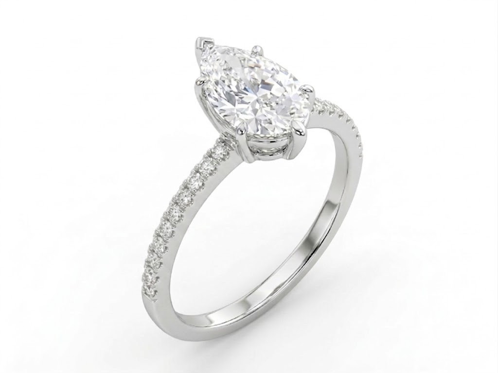 Pear Diamond Engagement Ring with Pave Diamond / MDG-R-1524