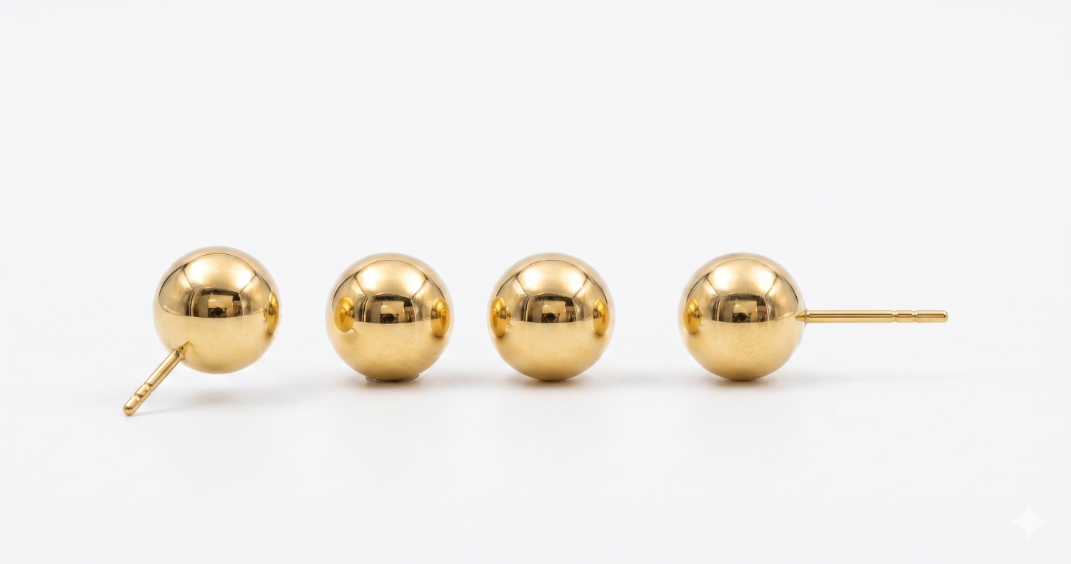 Gold Stud Earring / HK260457-E