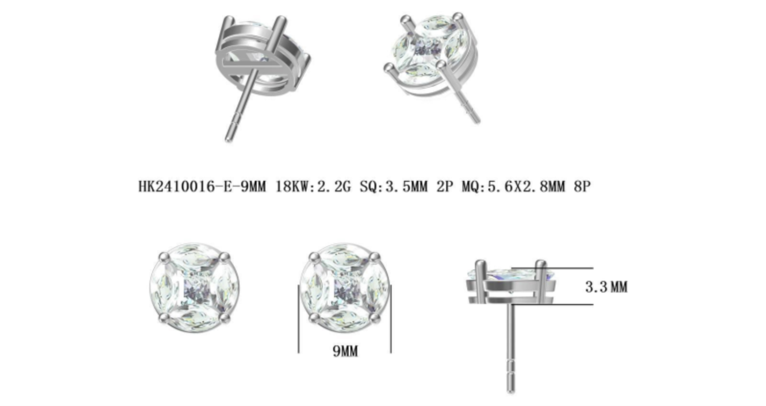 HK2410016-E(PK-173E-9mm) / Diamond Earrings