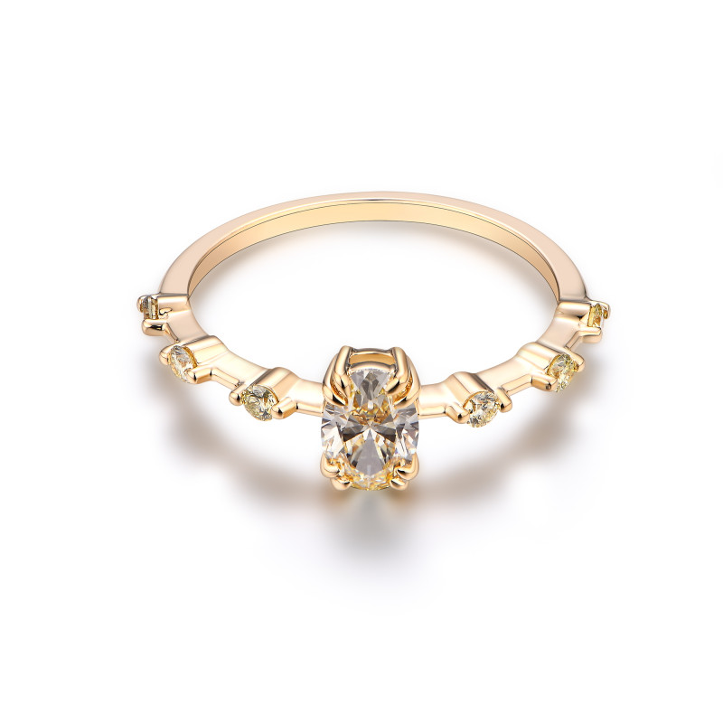 Oval Light Yellow Space Diamond Ring / PK-68R/ASR