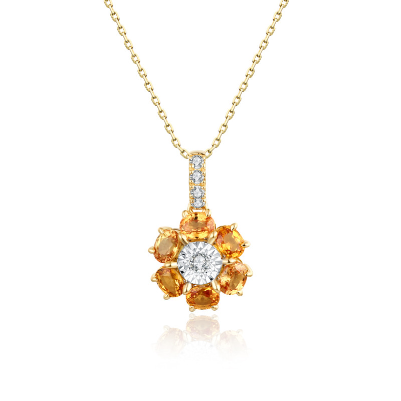 Yellow Sapphire and Diamond Pendant / PK-53SP/NAR