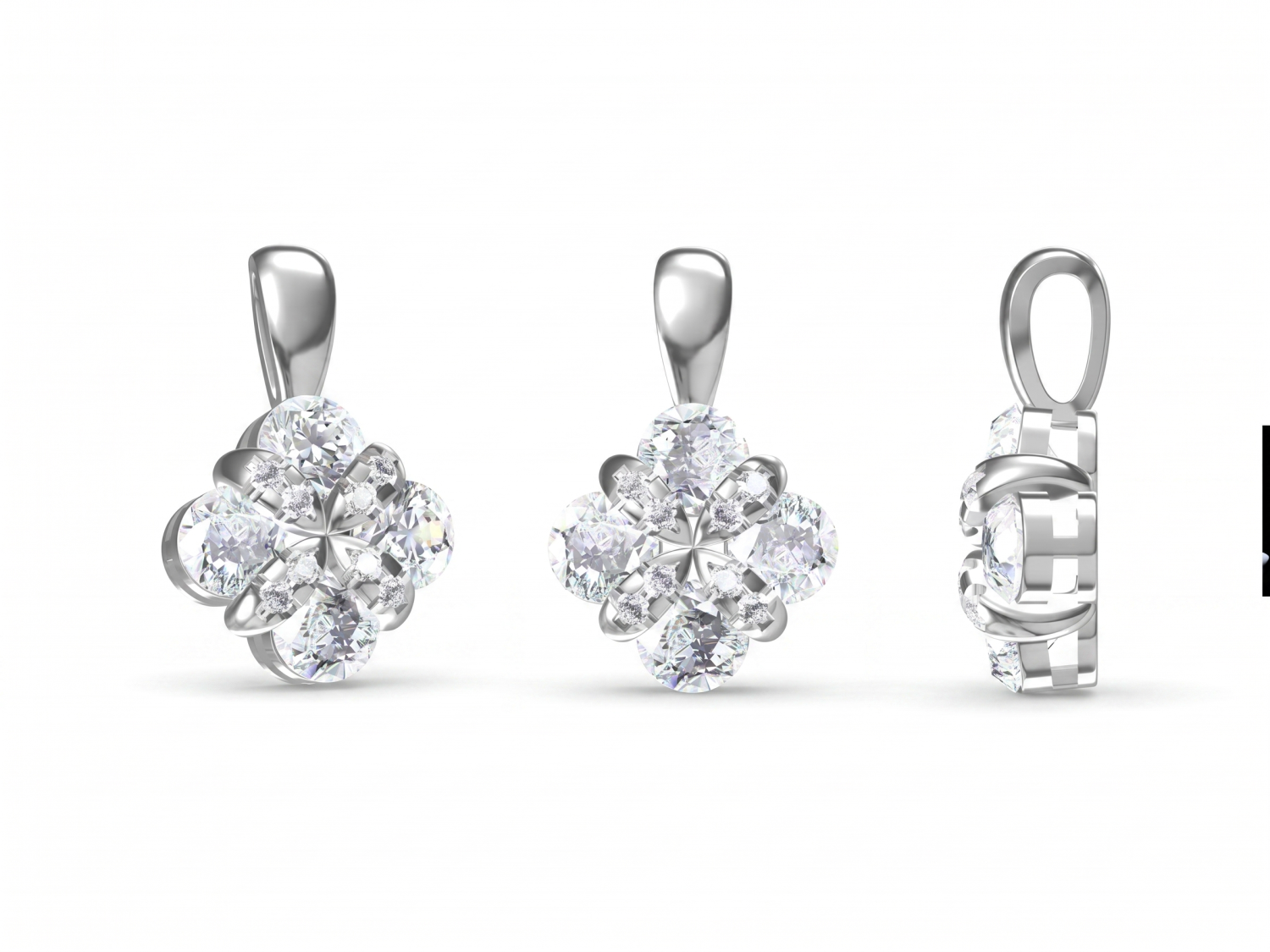 Pendants 4 Stone X Pave /  HK2501009-P