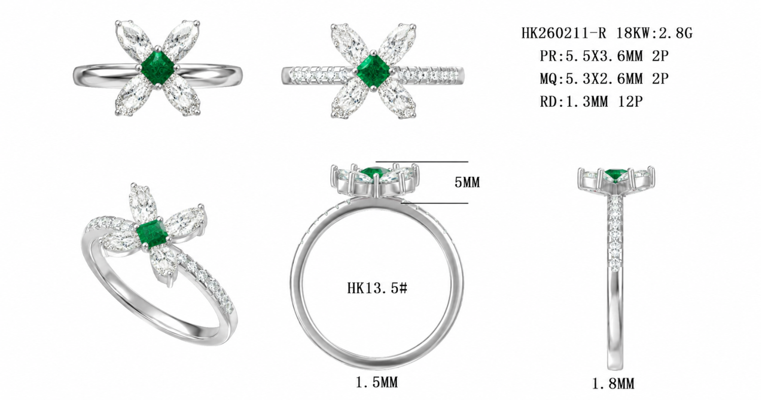 Emerald Ring / HK2401007-R(PK-339R)