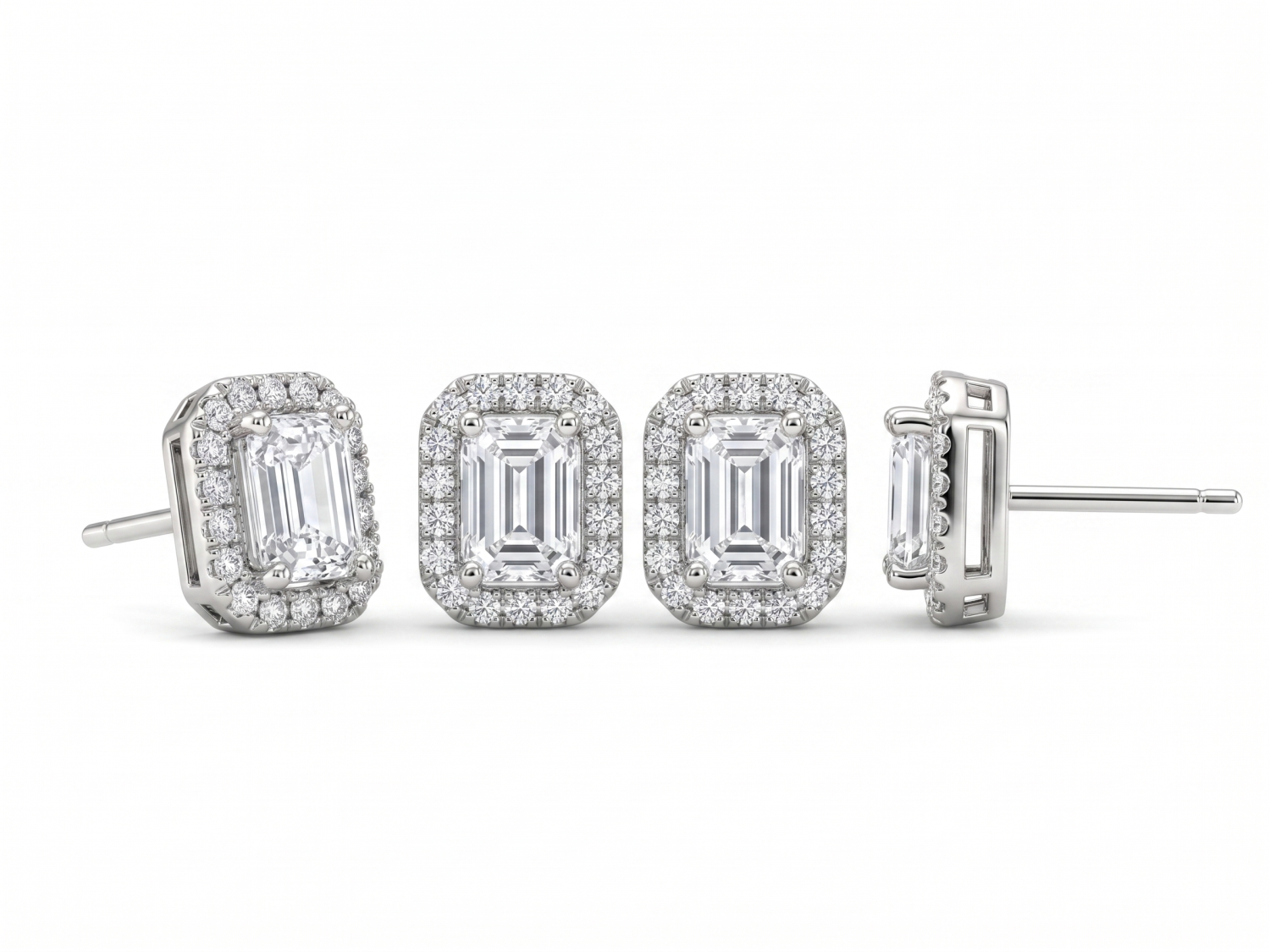 Solitaire Octagon Earrings with Halo / HK2501210-E-1