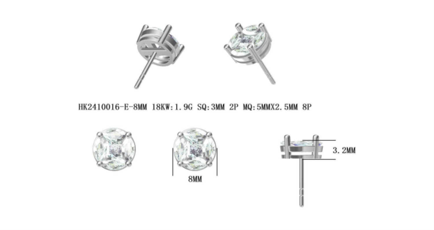 HK2410016-E(PK-172E-8mm) / Diamond Earrings