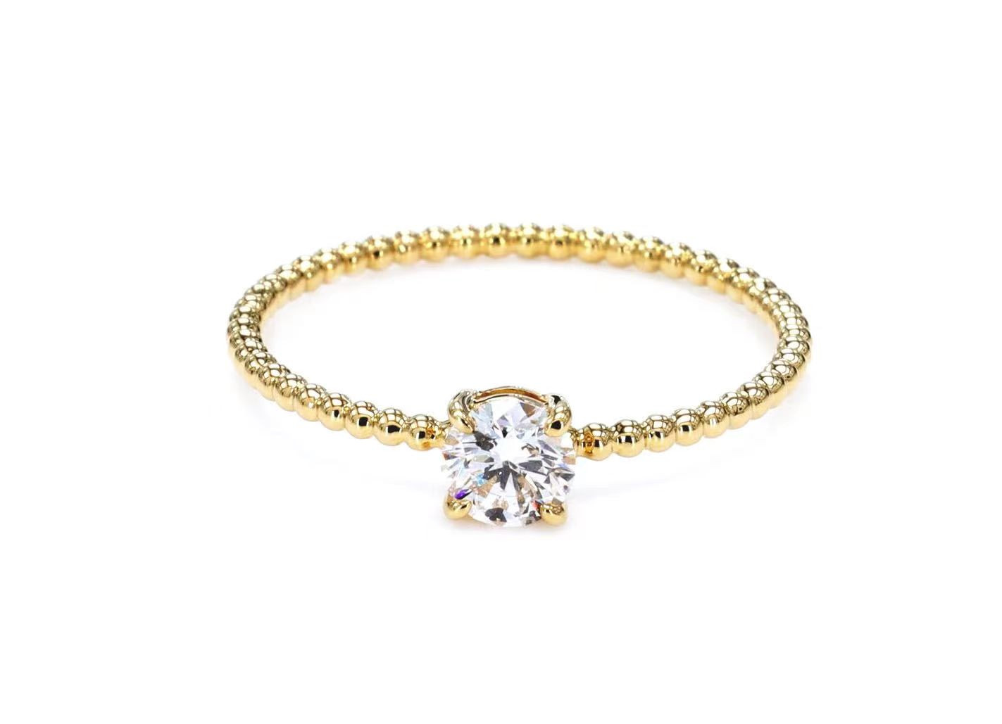 GIA Certified Round Diamond Beaded Ring / PK-23R/NER