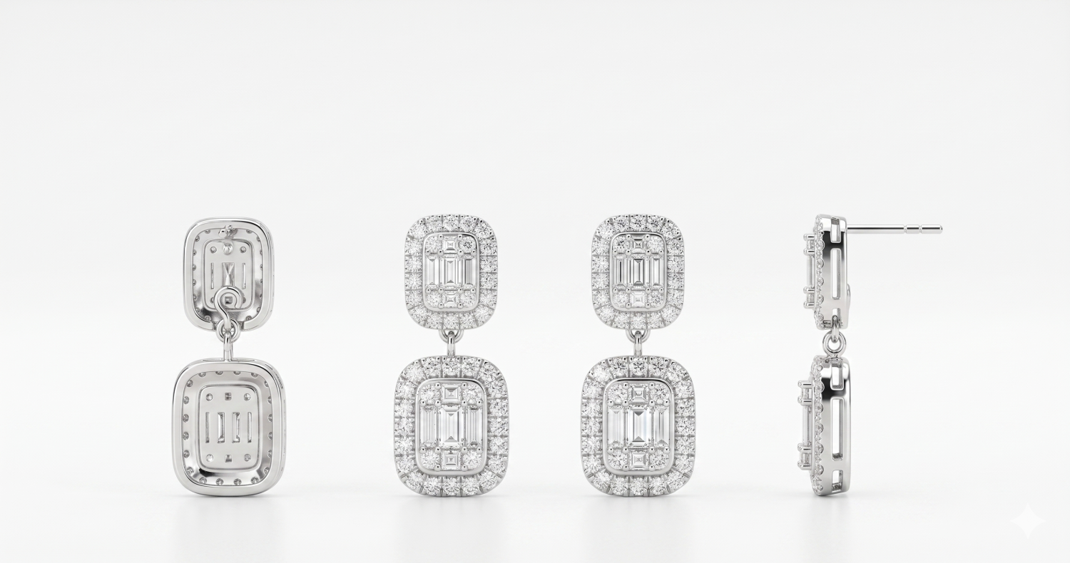 Illusion Diamond Earrings / HK2501003-E