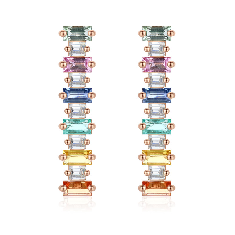 Classic Multi Sapphire and Diamond Earrings / PK-13SE/HOR